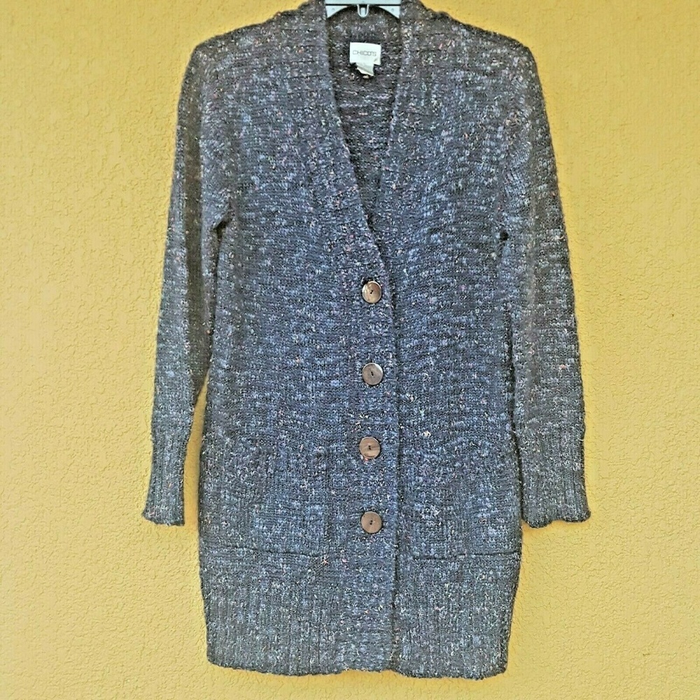 Chico's Button Front Cardigan Pockets Jacket